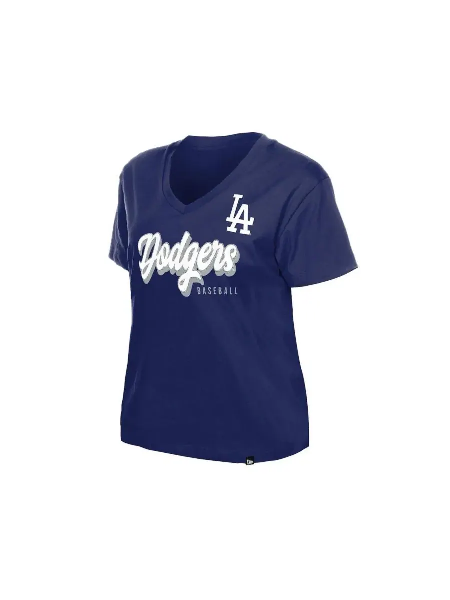 Футболка с V-образным вырезом с логотипом Los Angeles Dodgers New Era — изображение 3 из 4, королевский