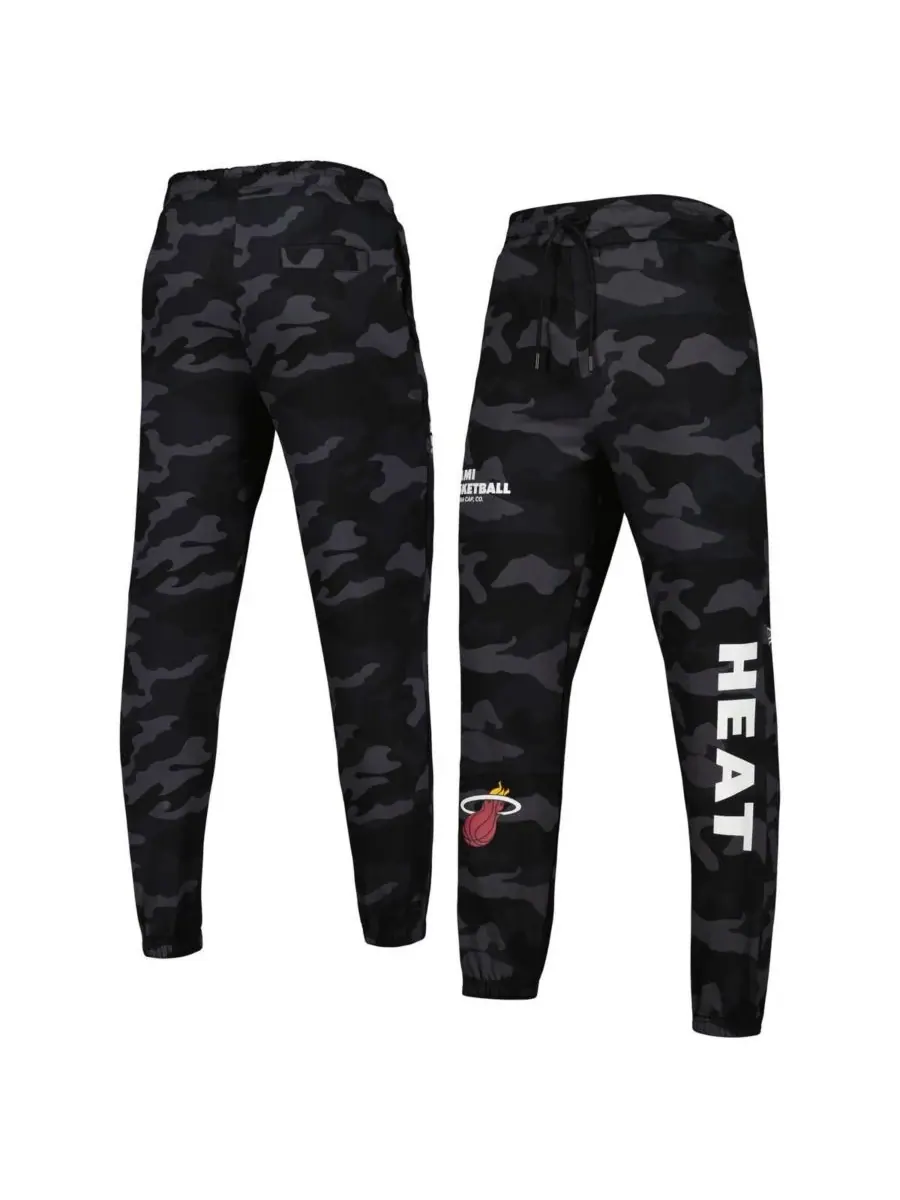 New Era Мужские черные камуфляжные спортивные брюки Miami Heat в тон