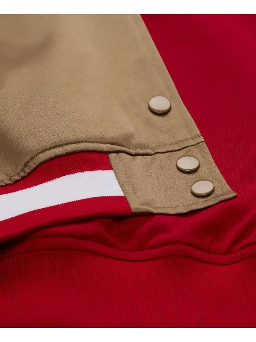 Женская куртка-бомбер из атласа с принтом San Francisco 49ers 80th Anniversary Mitchell & Ness — изображение 4 из 7, золото