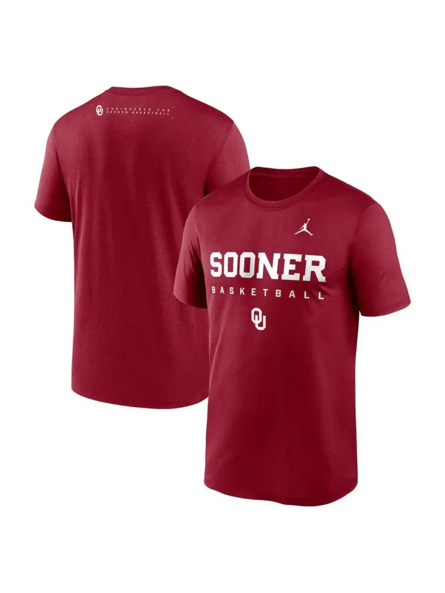 Мужская футболка с принтом Oklahoma Sooners 2025 Courtside Basketball Legend Dri-FIT Jordan