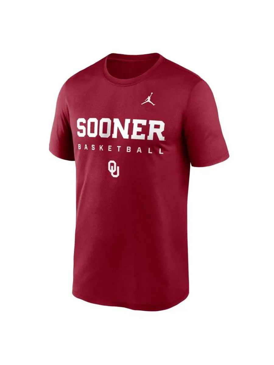 Мужская футболка с принтом Oklahoma Sooners 2025 Courtside Basketball Legend Dri-FIT Jordan — изображение 2 из 3, красный
