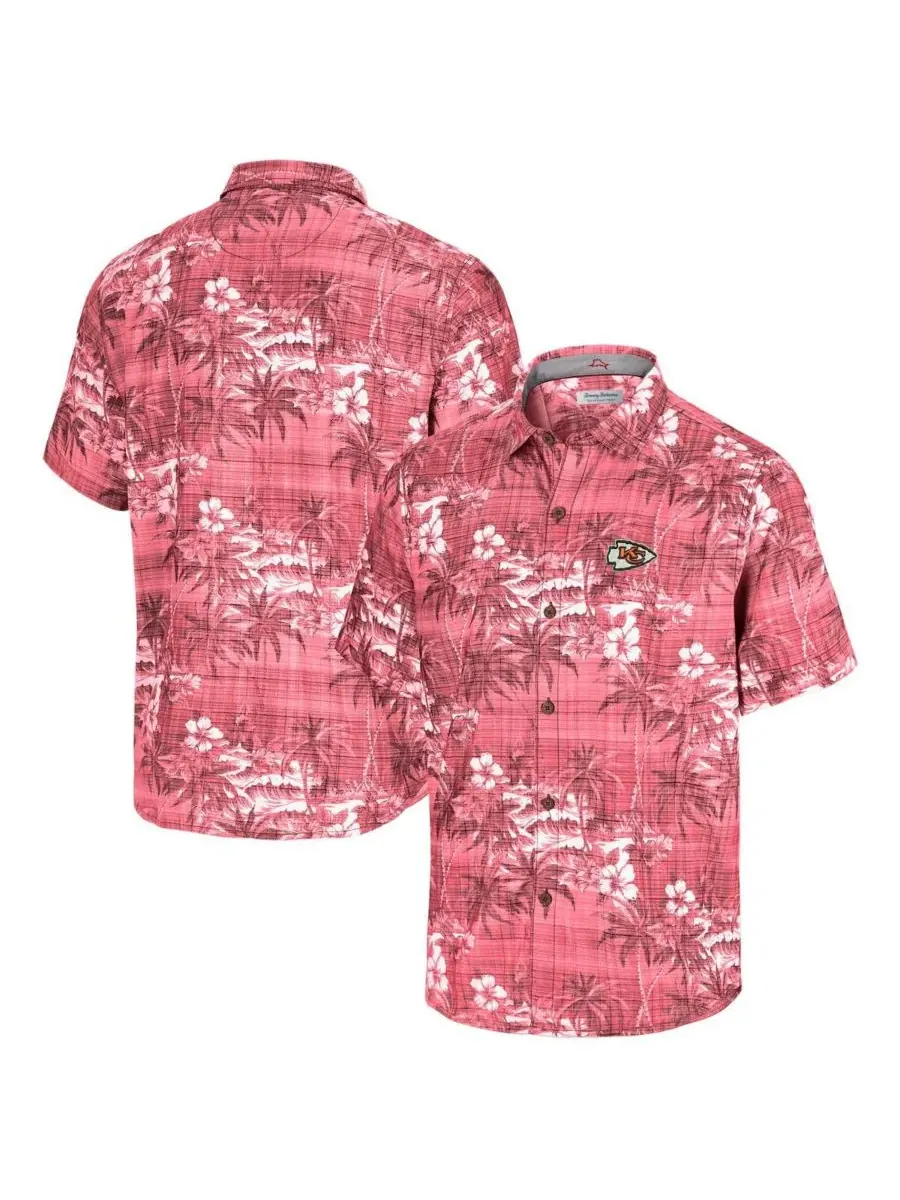 Tommy Bahama Мужская красная рубашка на пуговицах с символикой Kansas City Chiefs Coconut Point