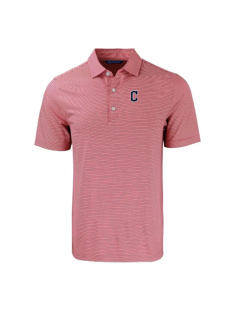 Cutter & Buck Мужская красно-белая поло-рубашка Cleveland Guardians Forge Eco Double Stripe Stretch — изображение 3 из 3