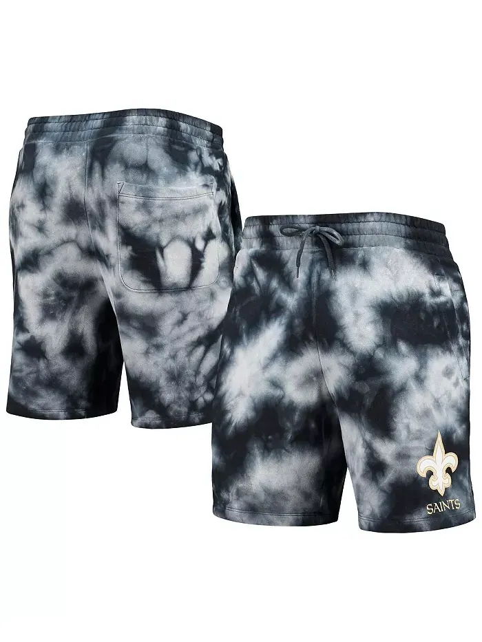 Мужские шорты New Orleans Saints в технике тай-дай черного цвета New Era