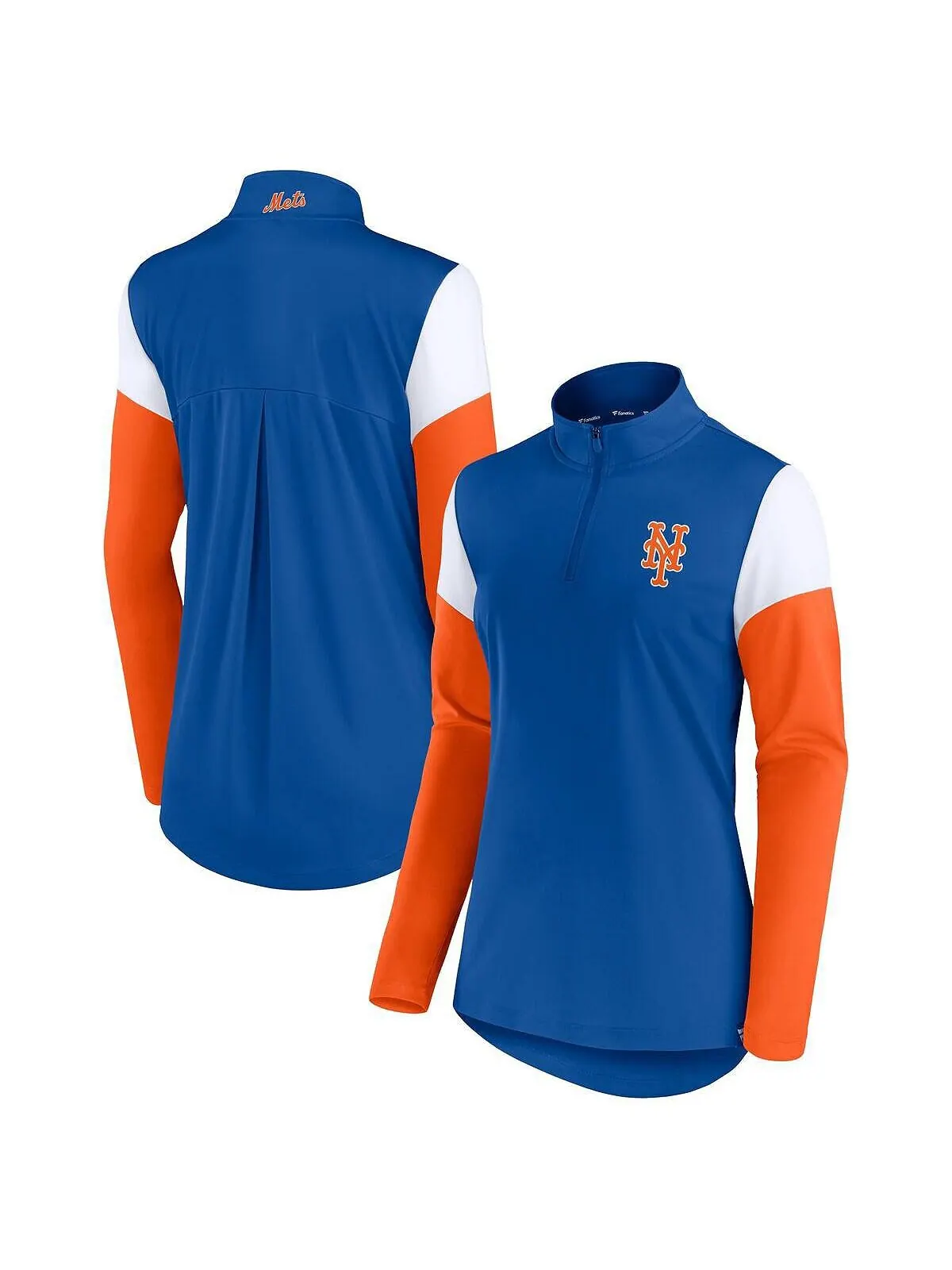 Женская флисовая куртка с молнией четверть цвета New York Mets Authentic Royal и оранжевого цвета