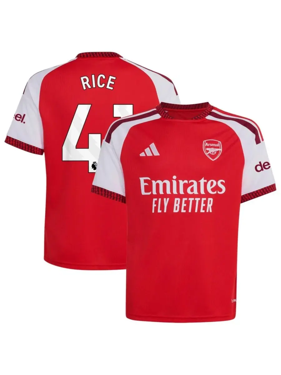 Футболка с коротким рукавом Declan Rice Red Arsenal 2026/27 Home Replica Jersey adidas