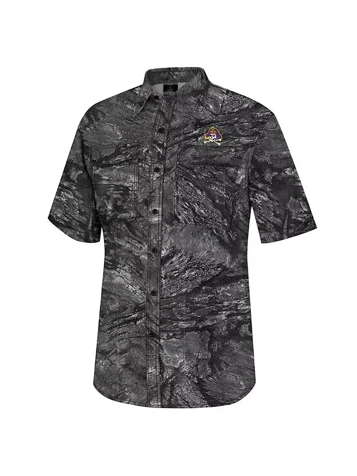 Мужская рыболовная рубашка Charcoal ECU Pirates Realtree Aspect Charter на пуговицах Colosseum — изображение 3 из 3