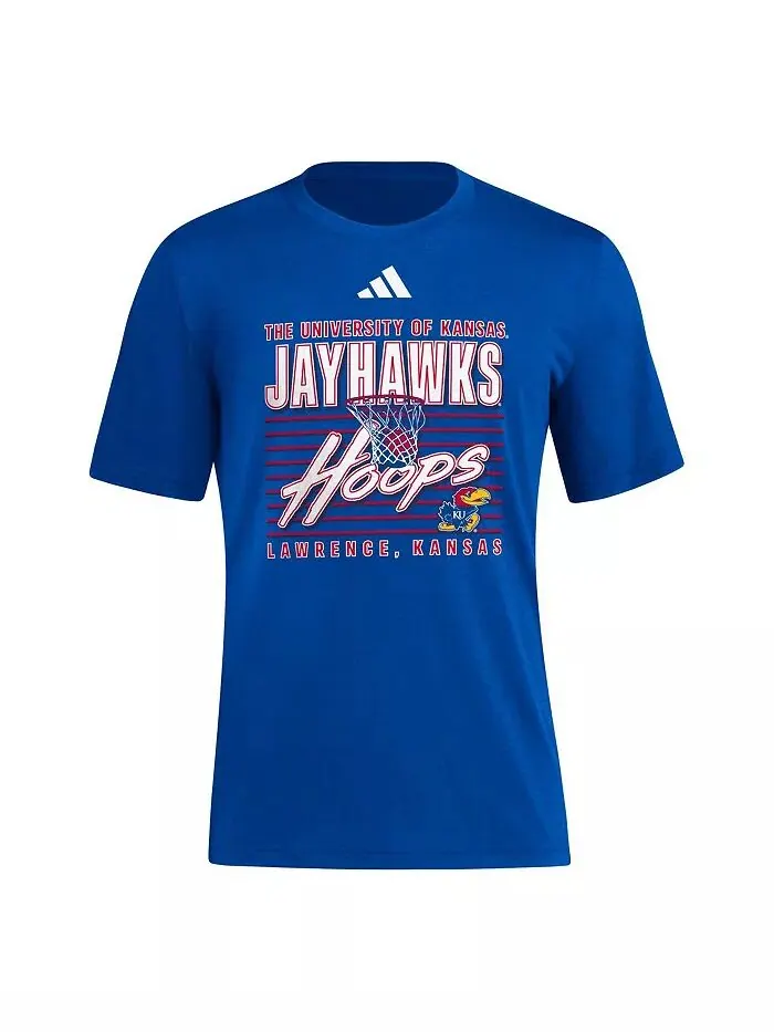 Мужская футболка Royal Kansas Jayhawks Locker Swish Tri-blend adidas — изображение 3 из 3