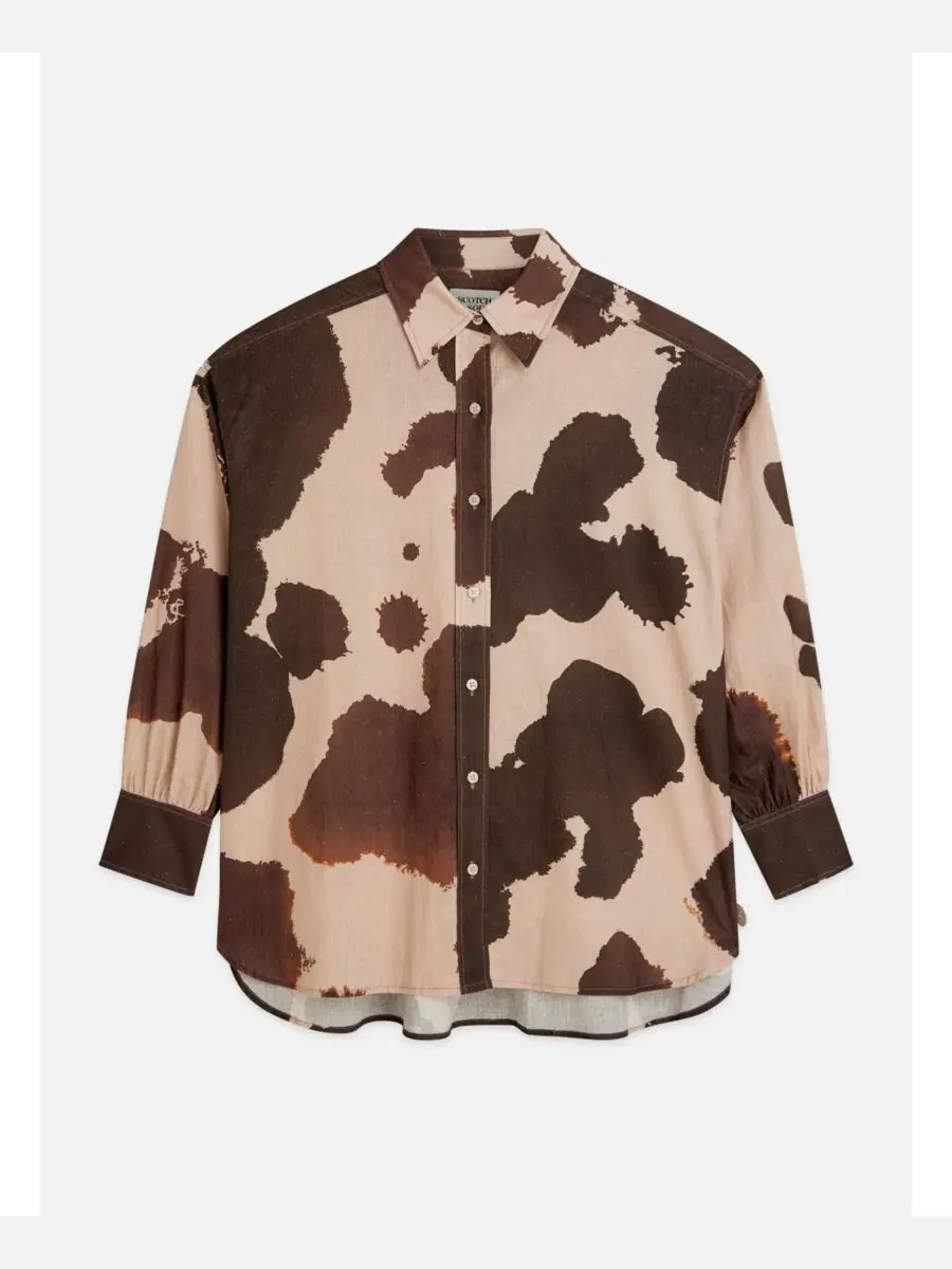 Женская рубашка из льняной смеси с принтом, с коротким рукавом, модель Desert Floral SCOTCH & SODA — изображение 4 из 5