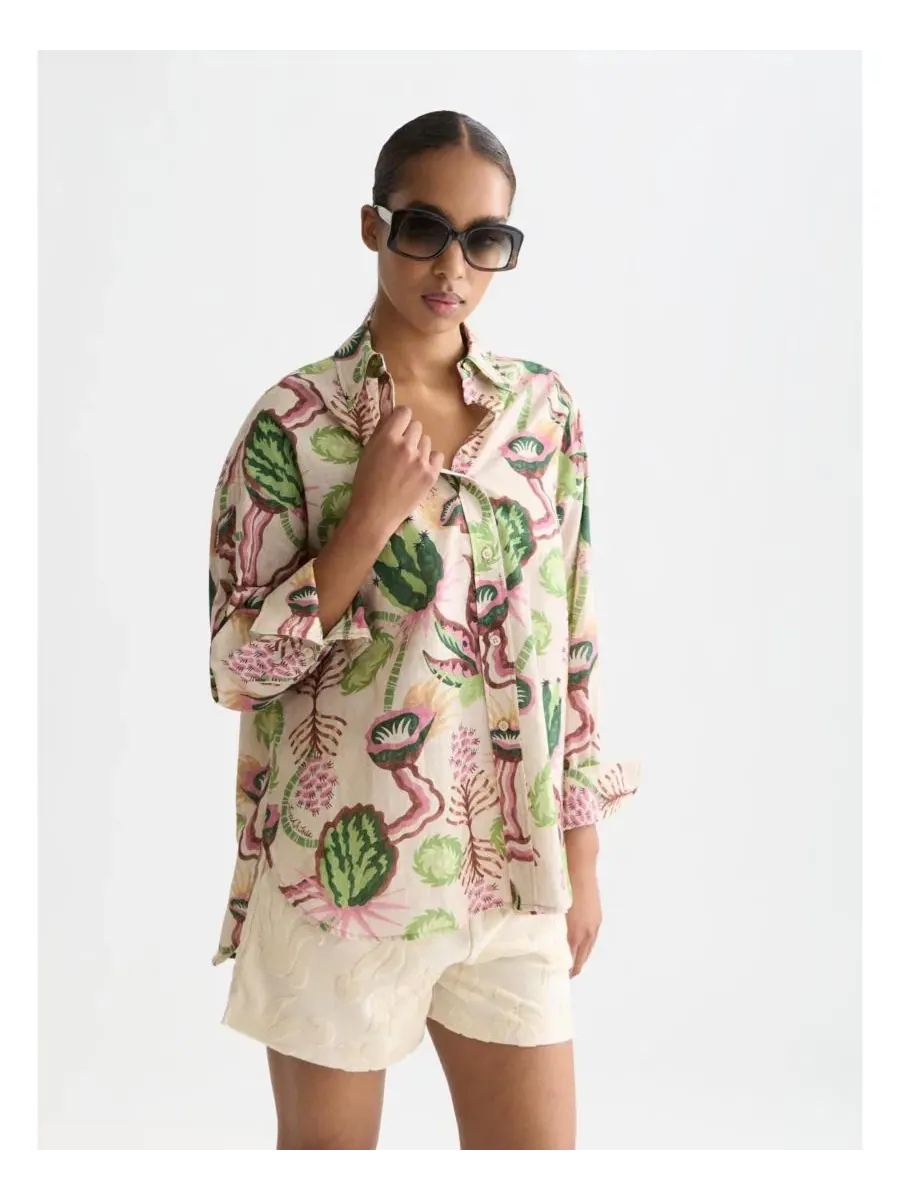 Рубашка с принтом Linen Blend Desert Floral SCOTCH & SODA, Desert Floral Canyon Clay