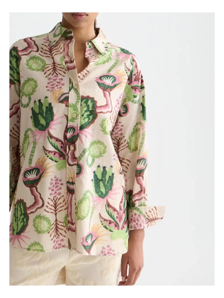 Рубашка с принтом Linen Blend Desert Floral SCOTCH & SODA, Desert Floral Canyon Clay — изображение 3 из 6