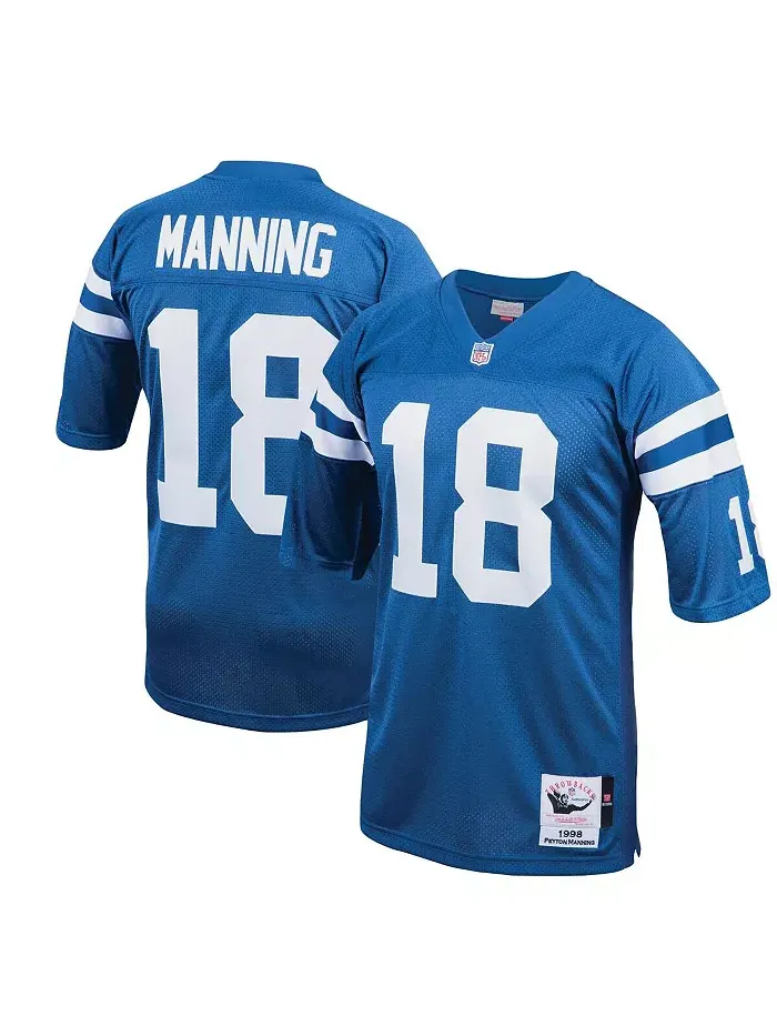 Мужская аутентичная ретро-джерси Peyton Manning в королевском цвете Indianapolis Colts 1998 года — изображение 2 из 4