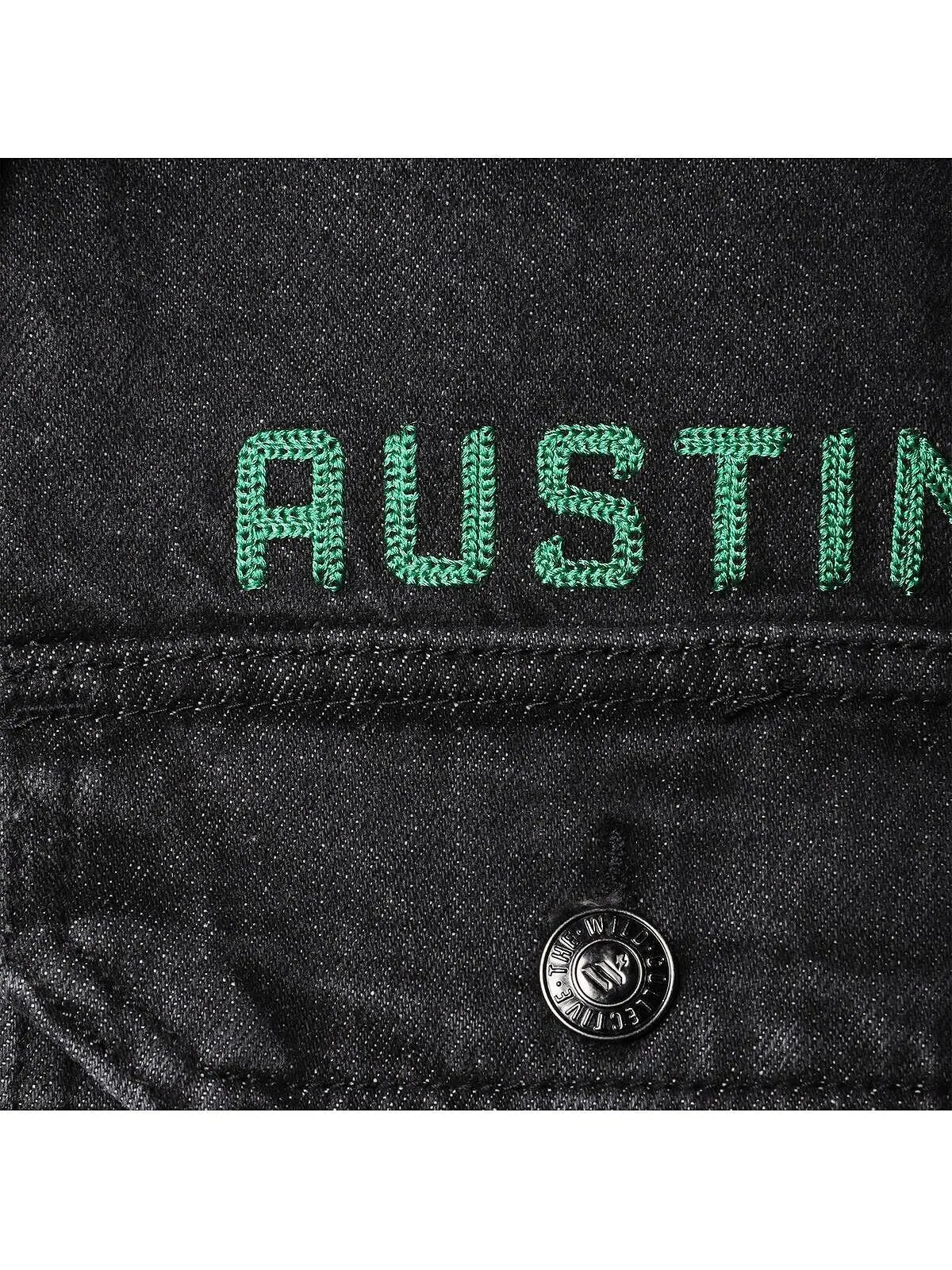 Мужская черная джинсовая куртка на пуговицах austin fc The Wild Collective — изображение 6 из 6, черный