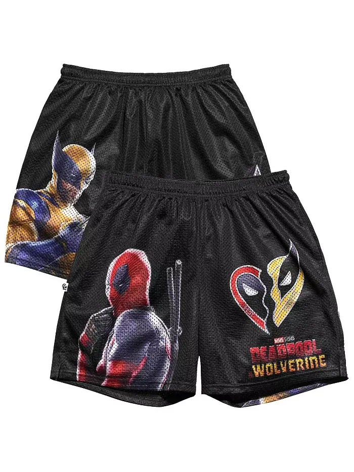 Мужские черные шорты в ретро стиле Deadpool Wolverine Best Friends Chalk Line