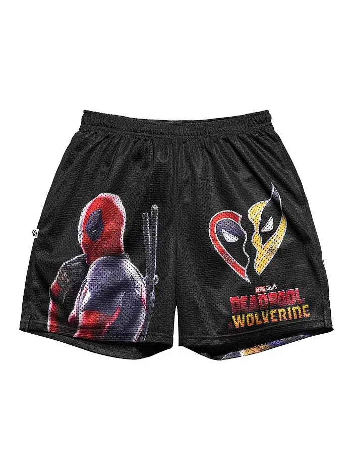 Мужские черные шорты в ретро стиле Deadpool Wolverine Best Friends Chalk Line — изображение 3 из 3