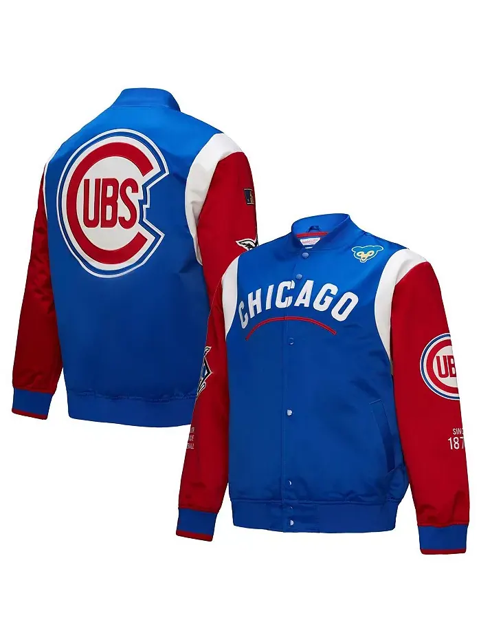 Мужская сатиновая бейсбольная куртка на молнии Chicago Cubs Cooperstown Collection Team Origins в