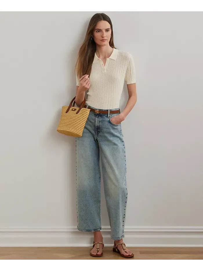 Женские укороченные джинсы с высокой посадкой и широкими штанинами Lauren Ralph Lauren