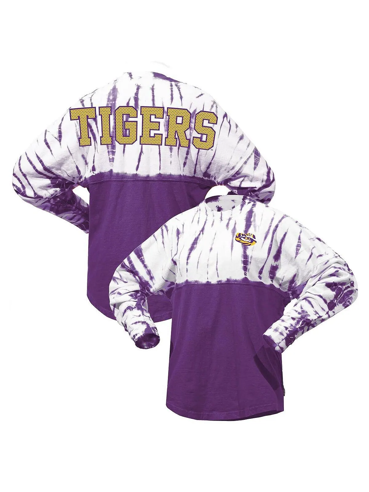 Женская фиолетовая трикотажная футболка с длинными рукавами LSU Tigers Tie-Dye Spirit Jersey — фиолетовый