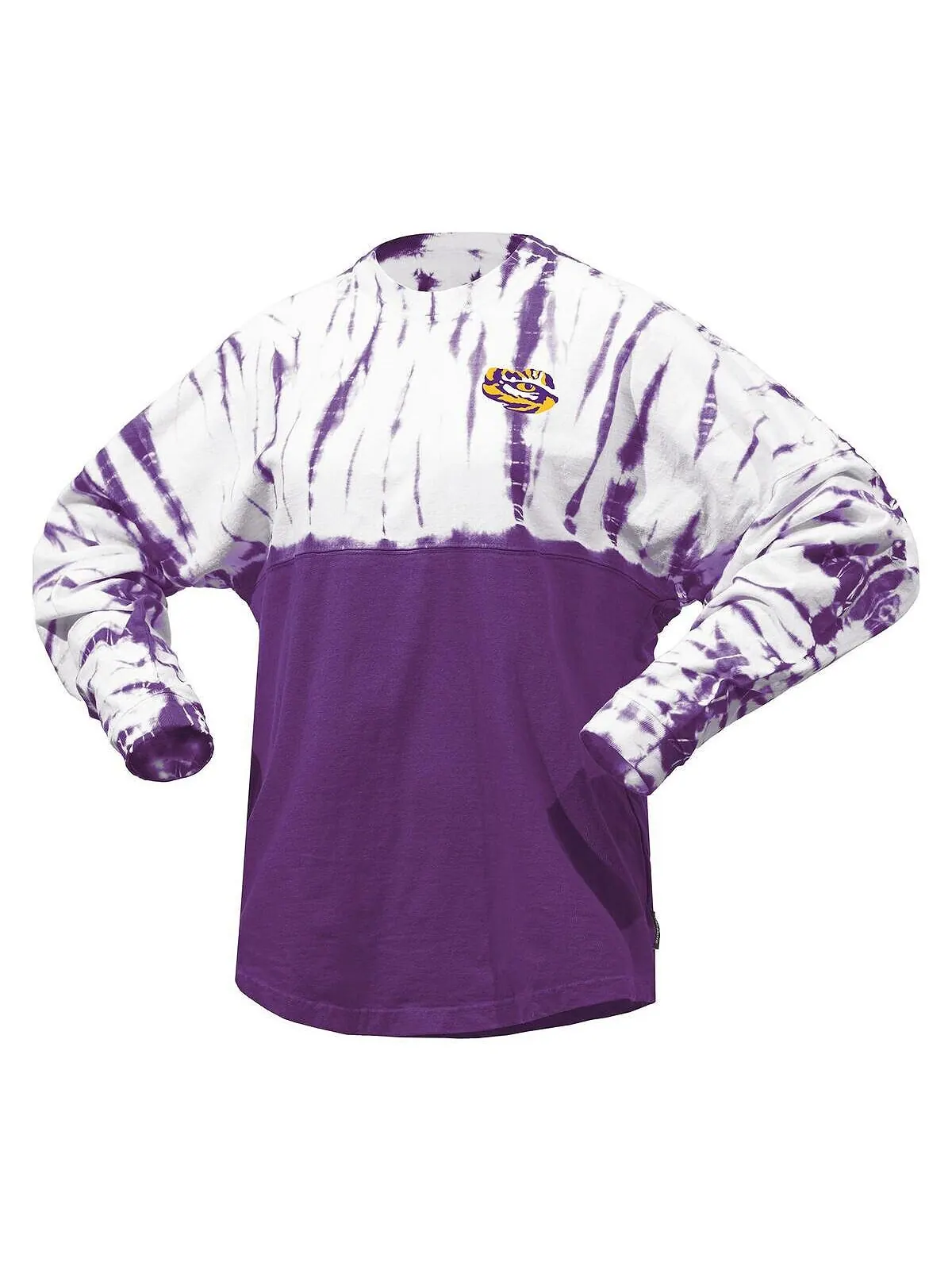 Женская фиолетовая трикотажная футболка с длинными рукавами LSU Tigers Tie-Dye Spirit Jersey — изображение 3 из 4, фиолетовый
