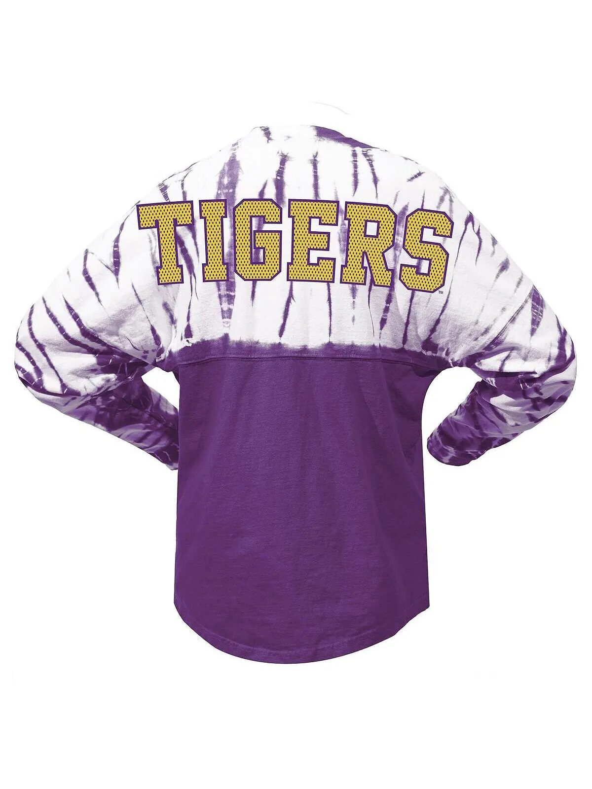 Женская фиолетовая трикотажная футболка с длинными рукавами LSU Tigers Tie-Dye Spirit Jersey — изображение 4 из 4, фиолетовый