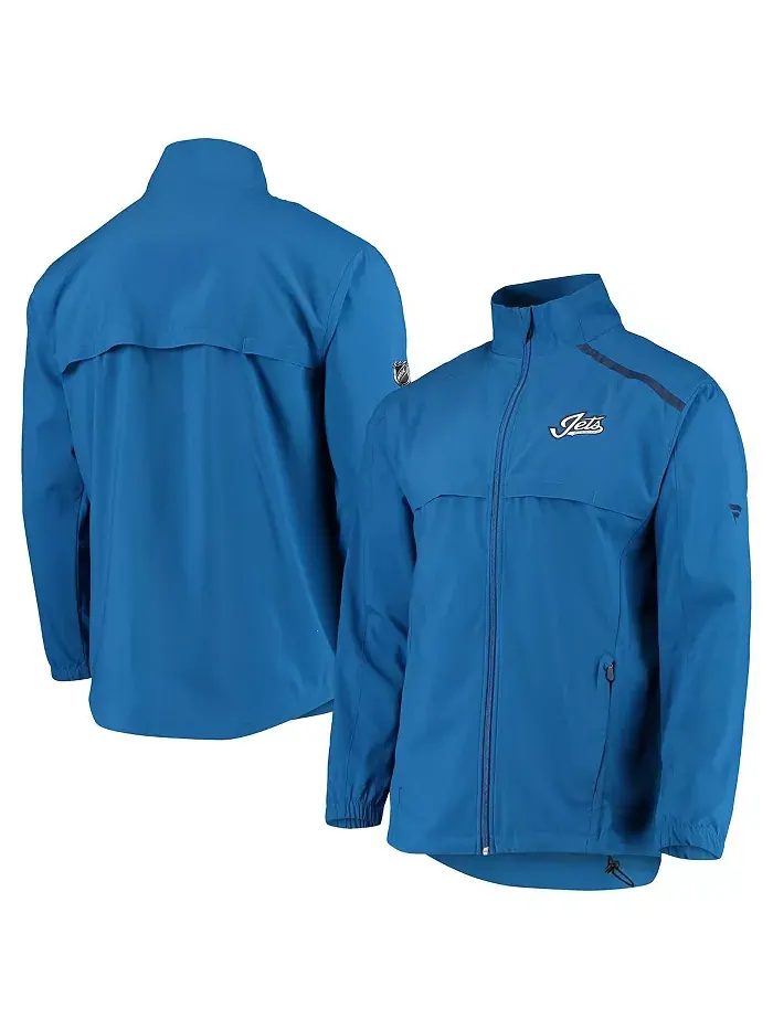 Мужская синяя куртка Rinkside Mock Full-Zip с альтернативным логотипом Winnipeg Jets Fanatics