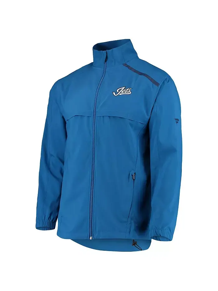 Мужская синяя куртка Rinkside Mock Full-Zip с альтернативным логотипом Winnipeg Jets Fanatics — изображение 3 из 4