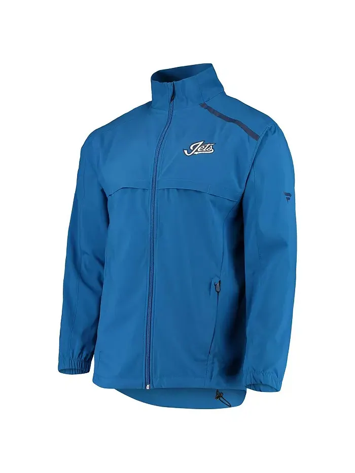 Мужская синяя куртка Rinkside Mock Full-Zip с альтернативным логотипом Winnipeg Jets Fanatics — изображение 4 из 4