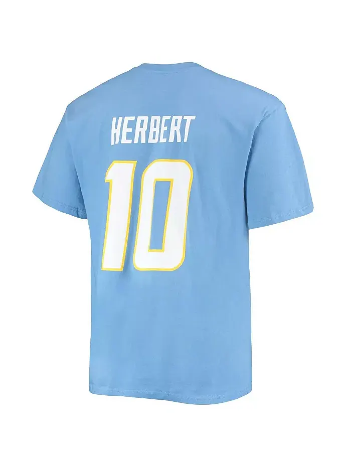 Мужская футболка Los Angeles Chargers с именем и номером игрока Justin Herbert в цвете Powder Blue — изображение 3 из 3