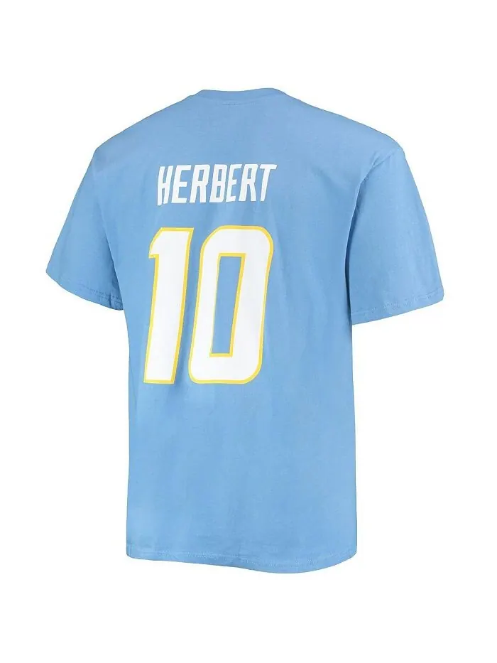 Мужская футболка с логотипом Justin Herbert Powder Blue Los Angeles Chargers Big and Tall с именем — изображение 3 из 3