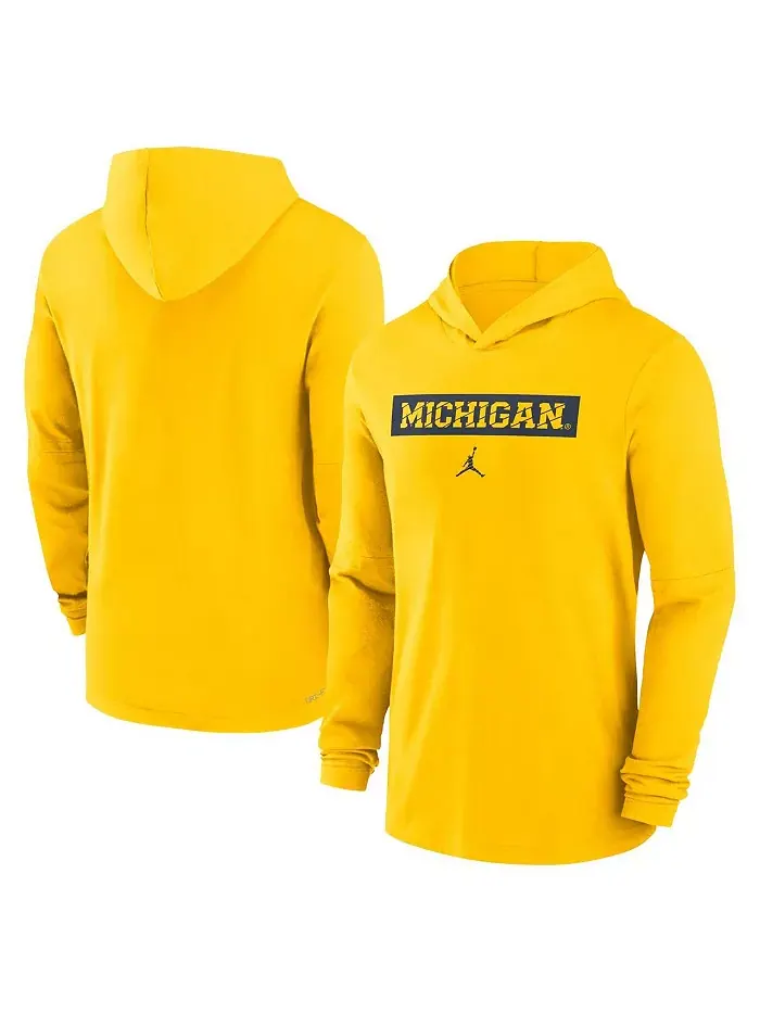 Мужская кукурузная толстовка Michigan Wolverines Sideline с длинными рукавами Performance Jordan