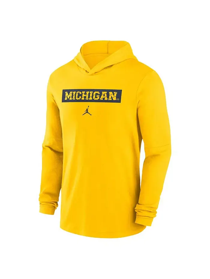 Мужская кукурузная толстовка Michigan Wolverines Sideline с длинными рукавами Performance Jordan — изображение 3 из 3