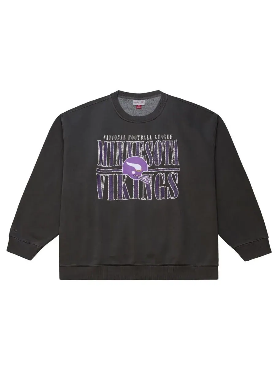 Mitchell & Ness Мужская черная толстовка Minnesota Vikings Downtown Crew с винтажным логотипом — изображение 4 из 4, черный