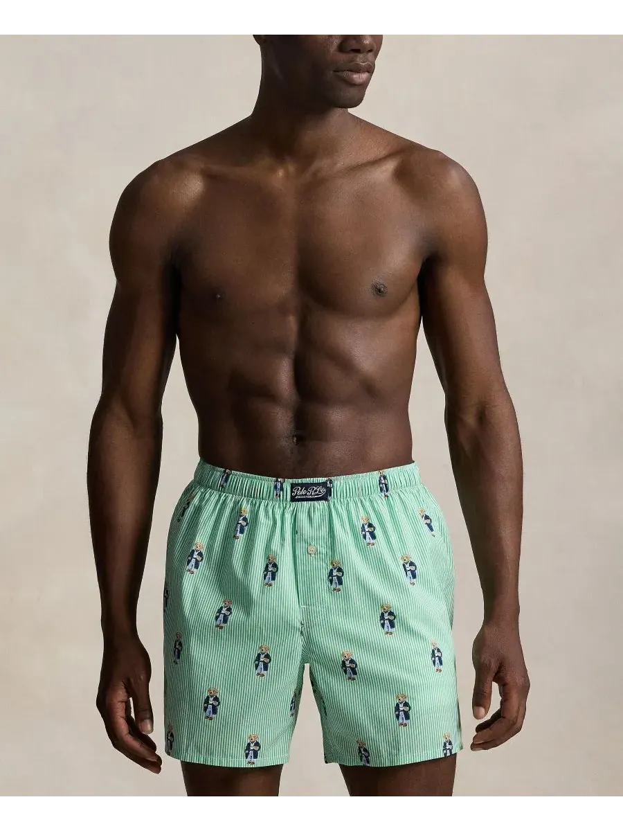Мужские классические тканые боксерские трусы Polo Ralph Lauren, Morning Robe Bear Stripe