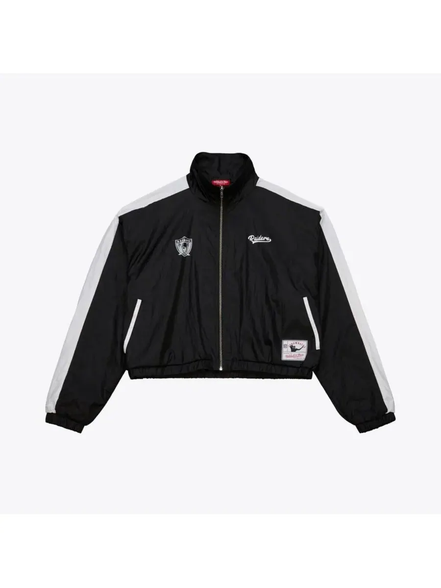 Mitchell & Ness Женская черная нейлоновая укороченная куртка на молнии с символикой команды Oakland