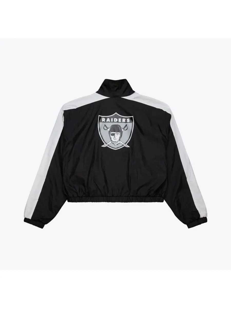 Mitchell & Ness Женская черная нейлоновая укороченная куртка на молнии с символикой команды Oakland — изображение 2 из 2