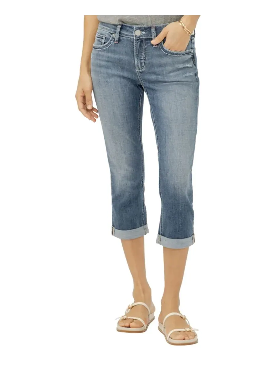 Женские джинсы-капри Elyse Mid-Rise Americana Luxe Stretch Silver Jeans Co., Saturday Morning