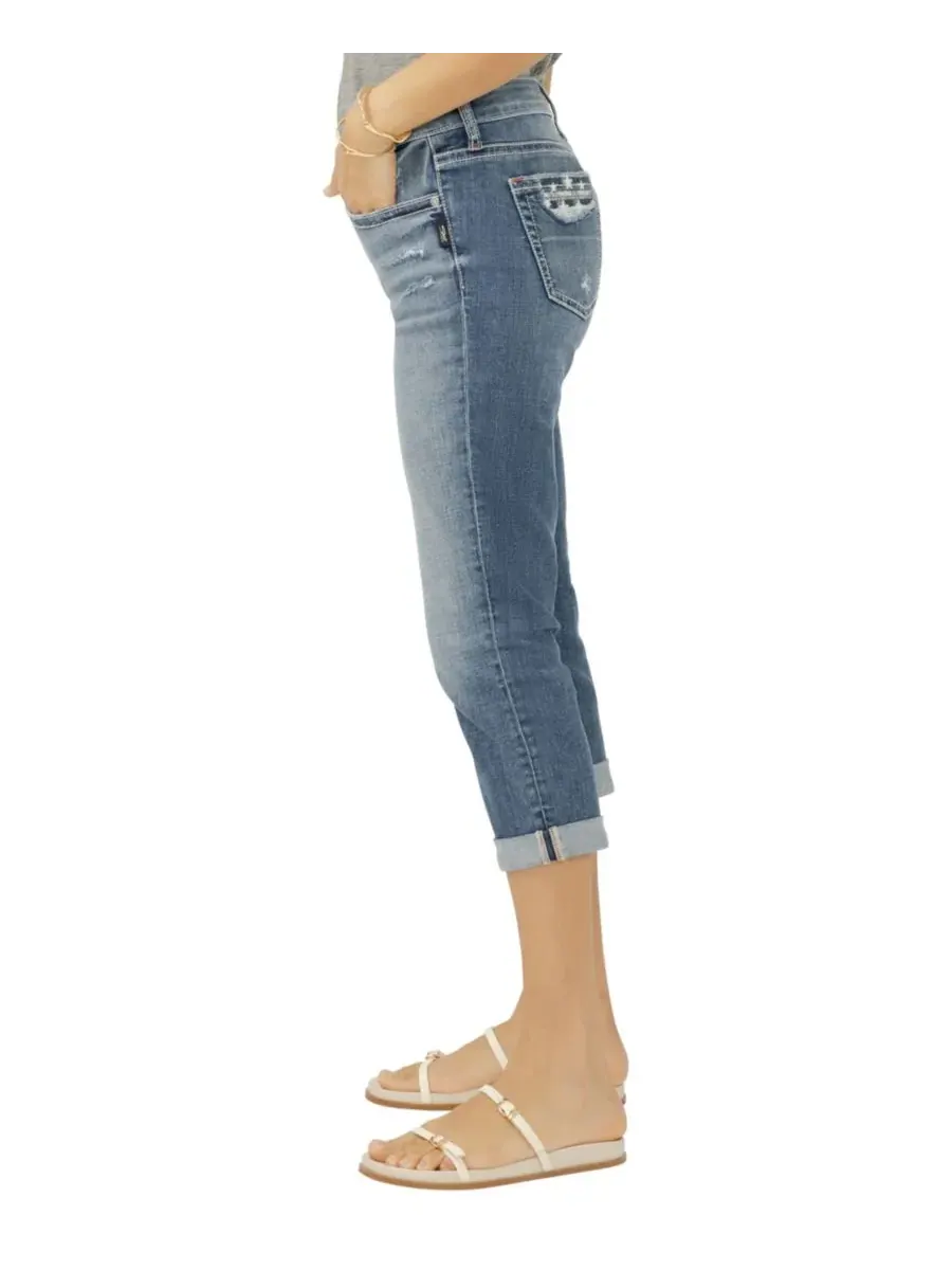 Женские джинсы-капри Elyse Mid-Rise Americana Luxe Stretch Silver Jeans Co., Saturday Morning — изображение 2 из 6