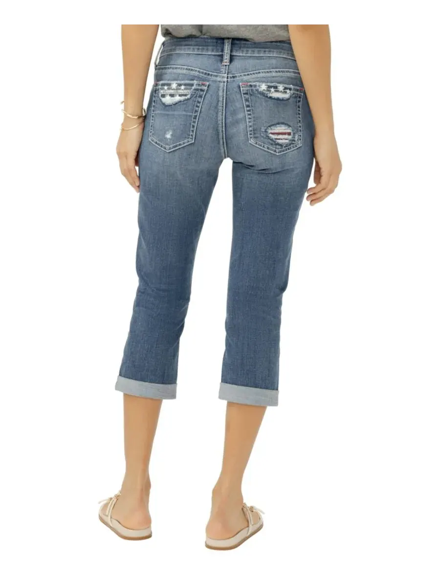 Женские джинсы-капри Elyse Mid-Rise Americana Luxe Stretch Silver Jeans Co., Saturday Morning — изображение 6 из 6