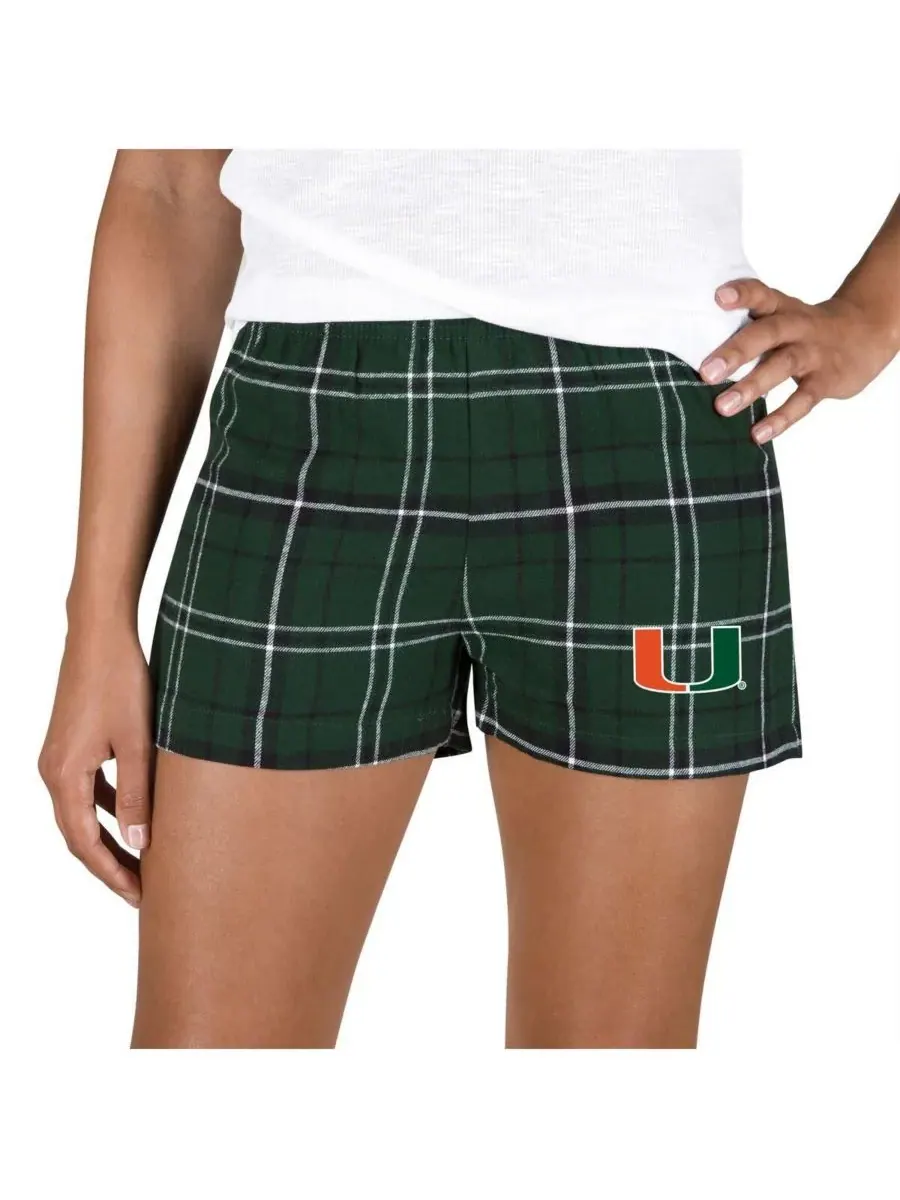 Женские зелено-черные фланелевые шорты Miami Hurricanes Ultimate Concepts Sport