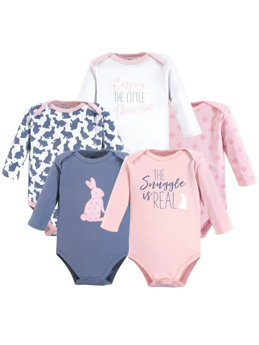 Набор из пяти боди с длинными рукавами Yoga Sprout, Snuggle Bunny