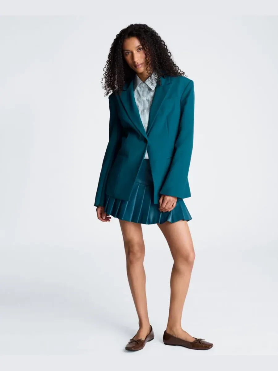 Женский блейзер Kenneth Cole с длинным рукавом на молнии, Teal Dusk — изображение 2 из 10
