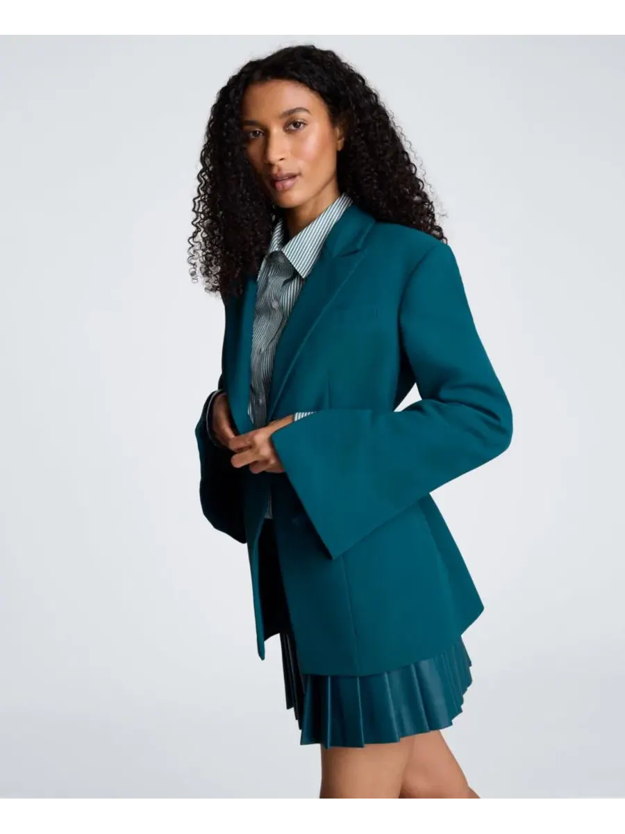 Женский блейзер Kenneth Cole с длинным рукавом на молнии, Teal Dusk — изображение 3 из 10
