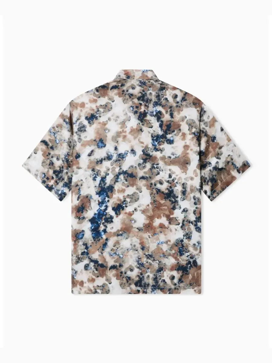 Мужская шелковая рубашка с коротким рукавом и принтом на пуговицах A|X Armani Exchange, Cloudy Print — изображение 3 из 4