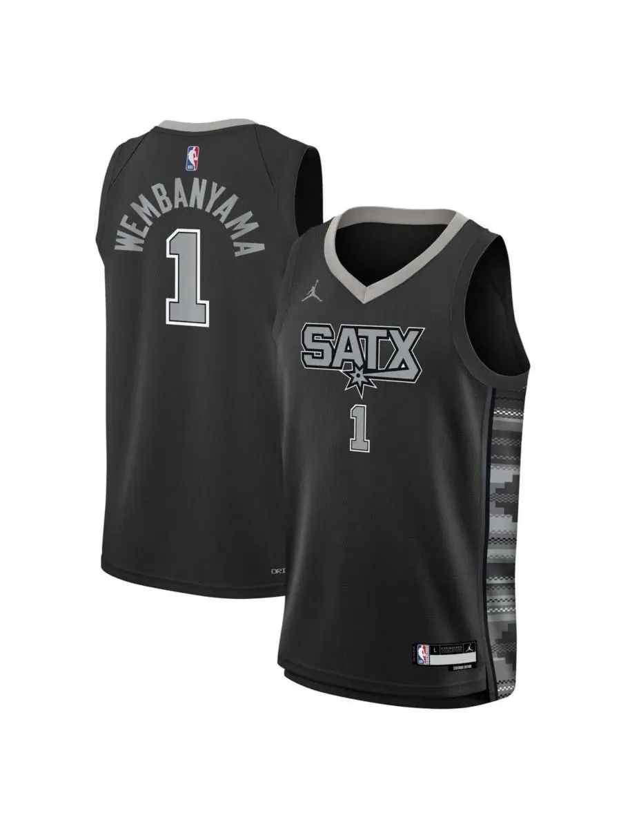 Jordan Черная майка Big Boys Victor Wembanyama San Antonio Spurs Swingman - Statement Edition