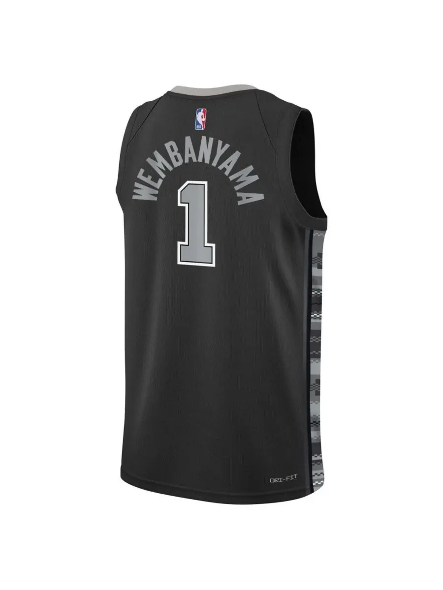 Jordan Черная майка Big Boys Victor Wembanyama San Antonio Spurs Swingman - Statement Edition — изображение 2 из 3, черный