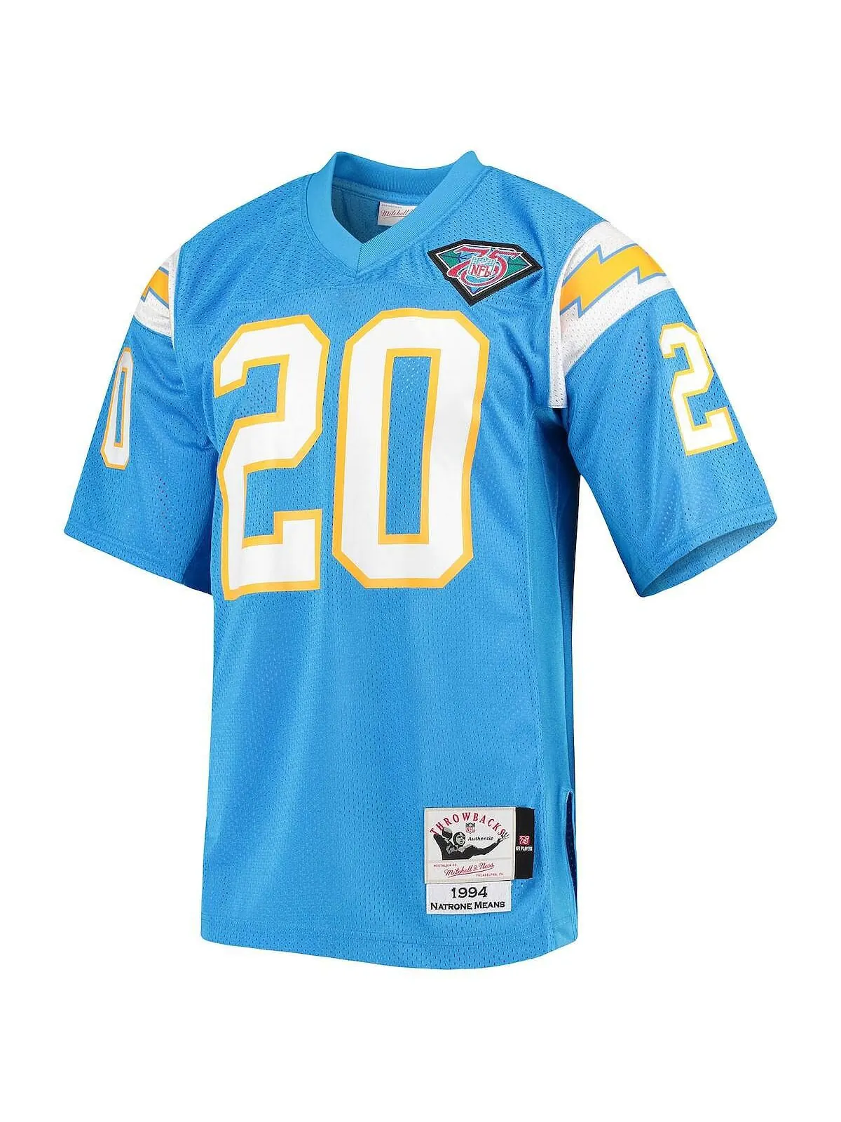 Мужская футболка natrone means powder blue los angeles chargers, аутентичная футболка для — изображение 3 из 4, синий