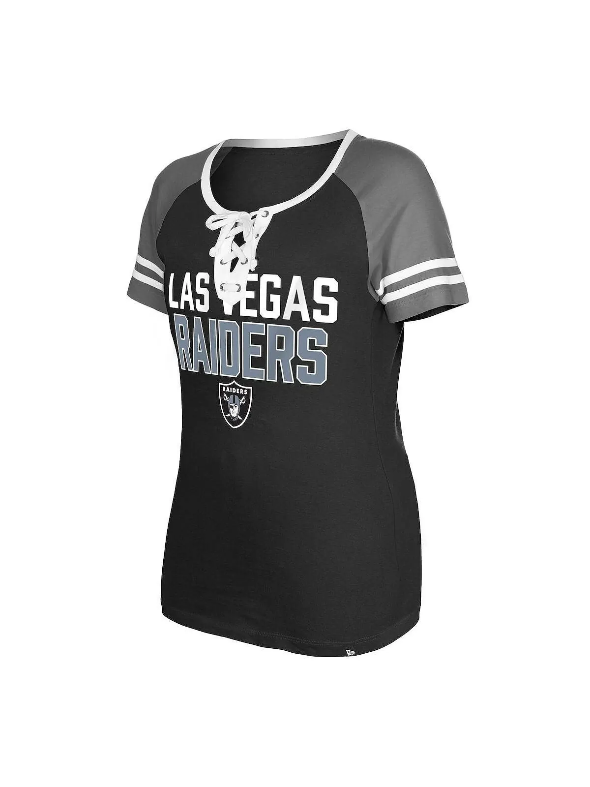 Женская черная футболка на шнуровке Las Vegas Raiders реглан New Era — изображение 3 из 3, черный