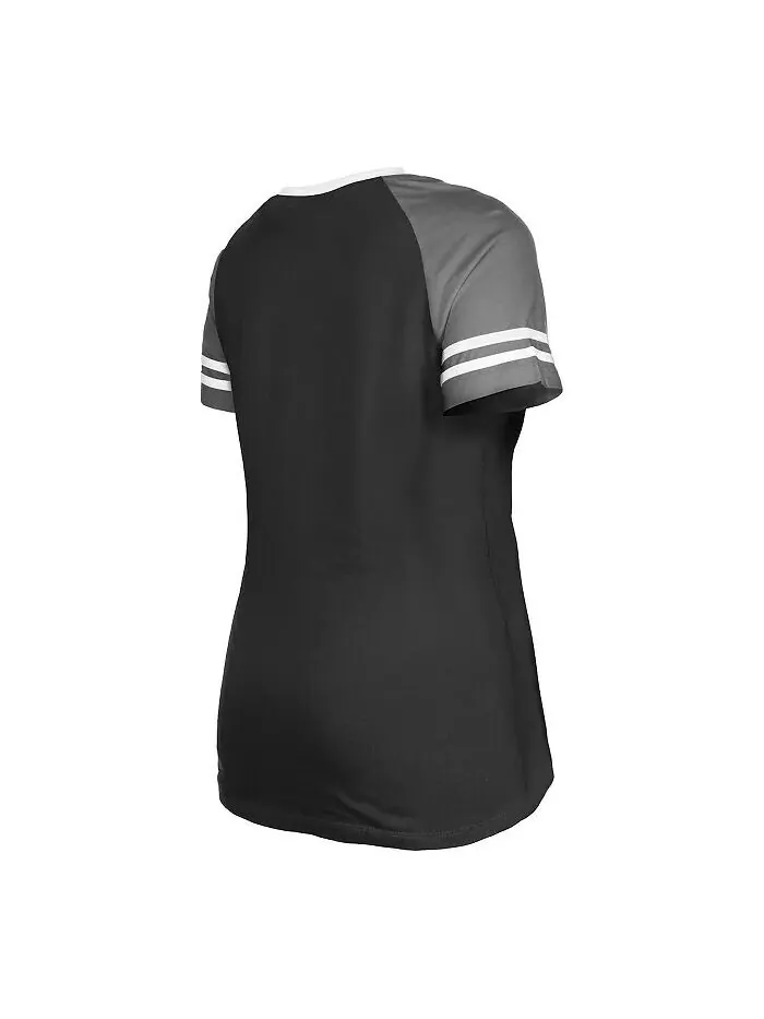 Женская черная футболка на шнуровке Las Vegas Raiders реглан New Era — изображение 2 из 3