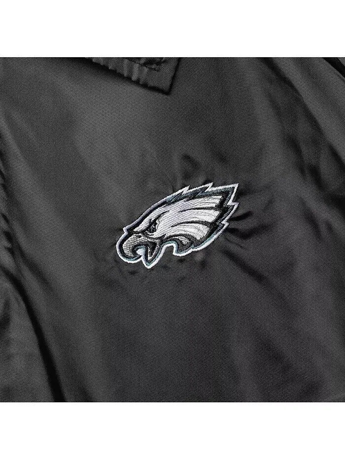 Мужская черная классическая ветровка Philadelphia Eagles Coaches с застежкой-реглан на все кнопки — изображение 8 из 8