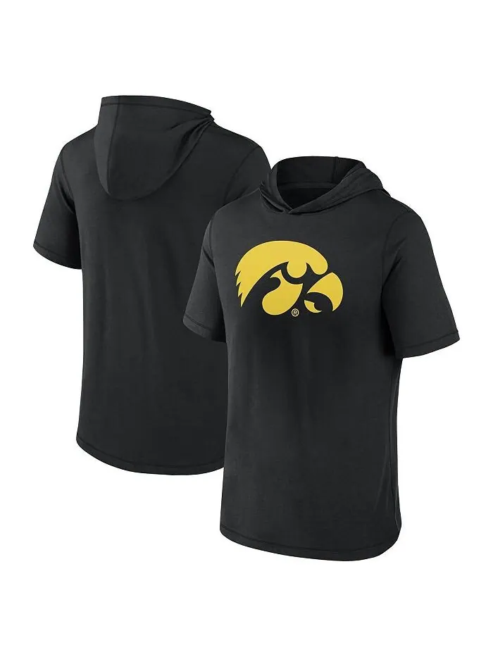 Мужская черная футболка с капюшоном с логотипом Iowa Hawkeyes Primary Fanatics